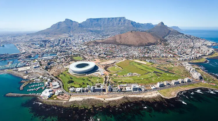 V&A Waterfront harbor view in Cape Town South Africa